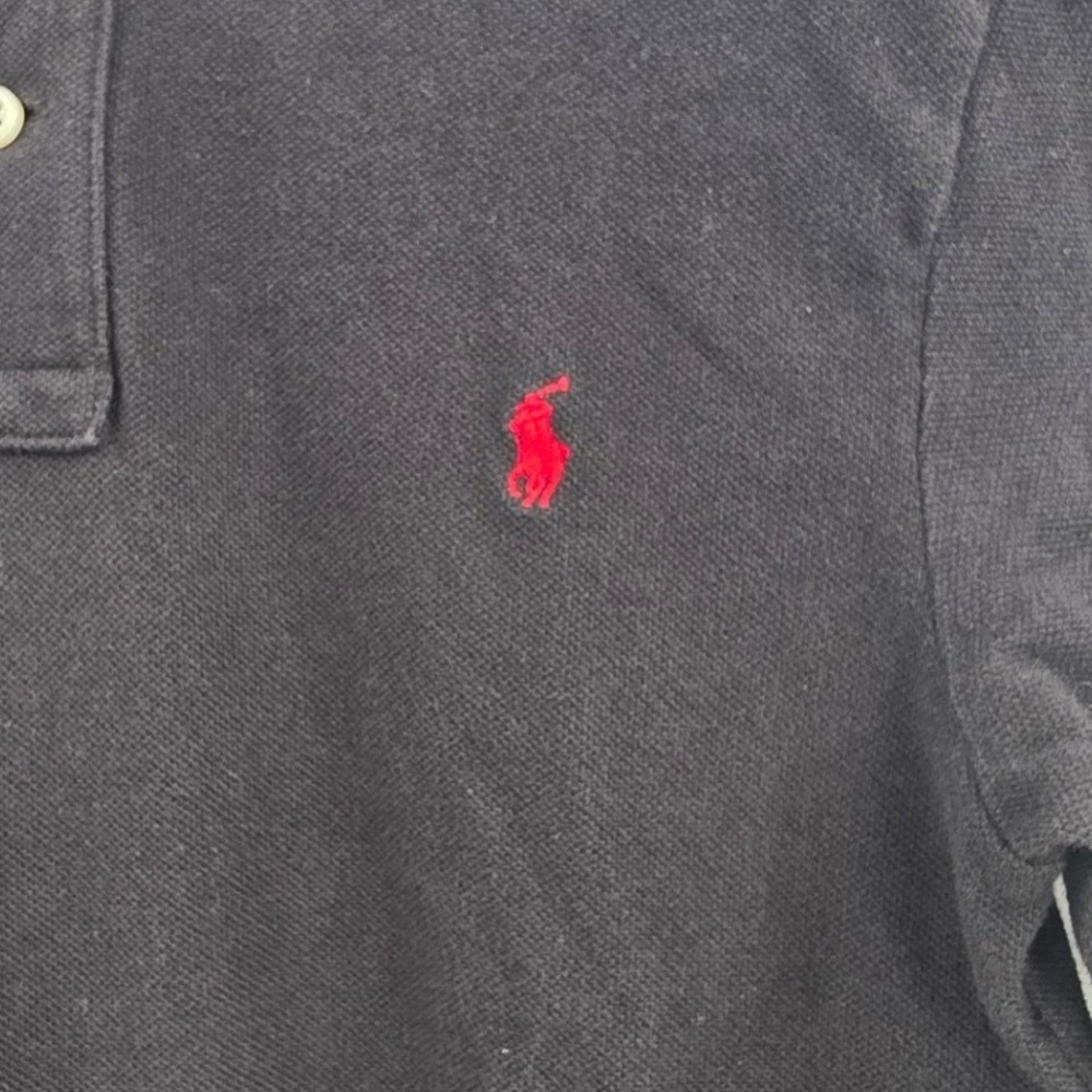 POLO RALPH LAUREN LONG SLEEVE POLO YOUTH MEDIUM 10 TO 12 BLACK RED PONY KIDS EUC - Picture 4 of 9